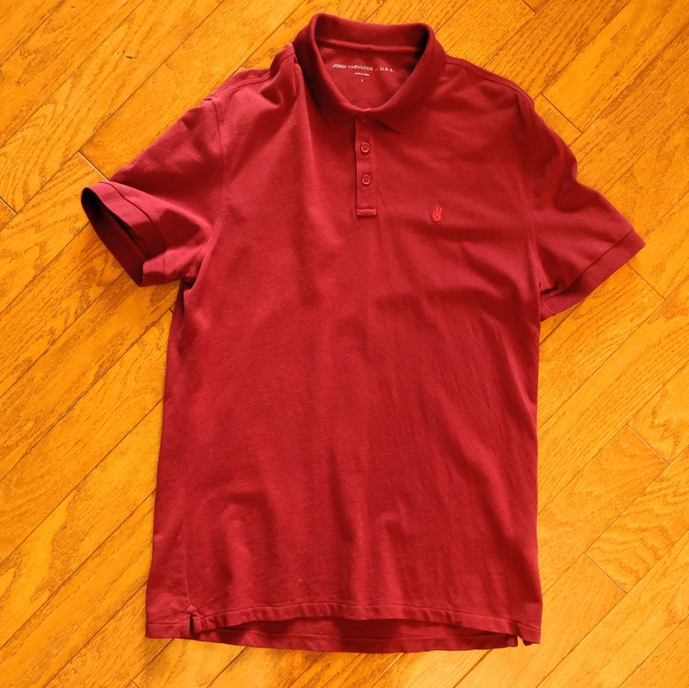 John Varvatos red polo shirt large